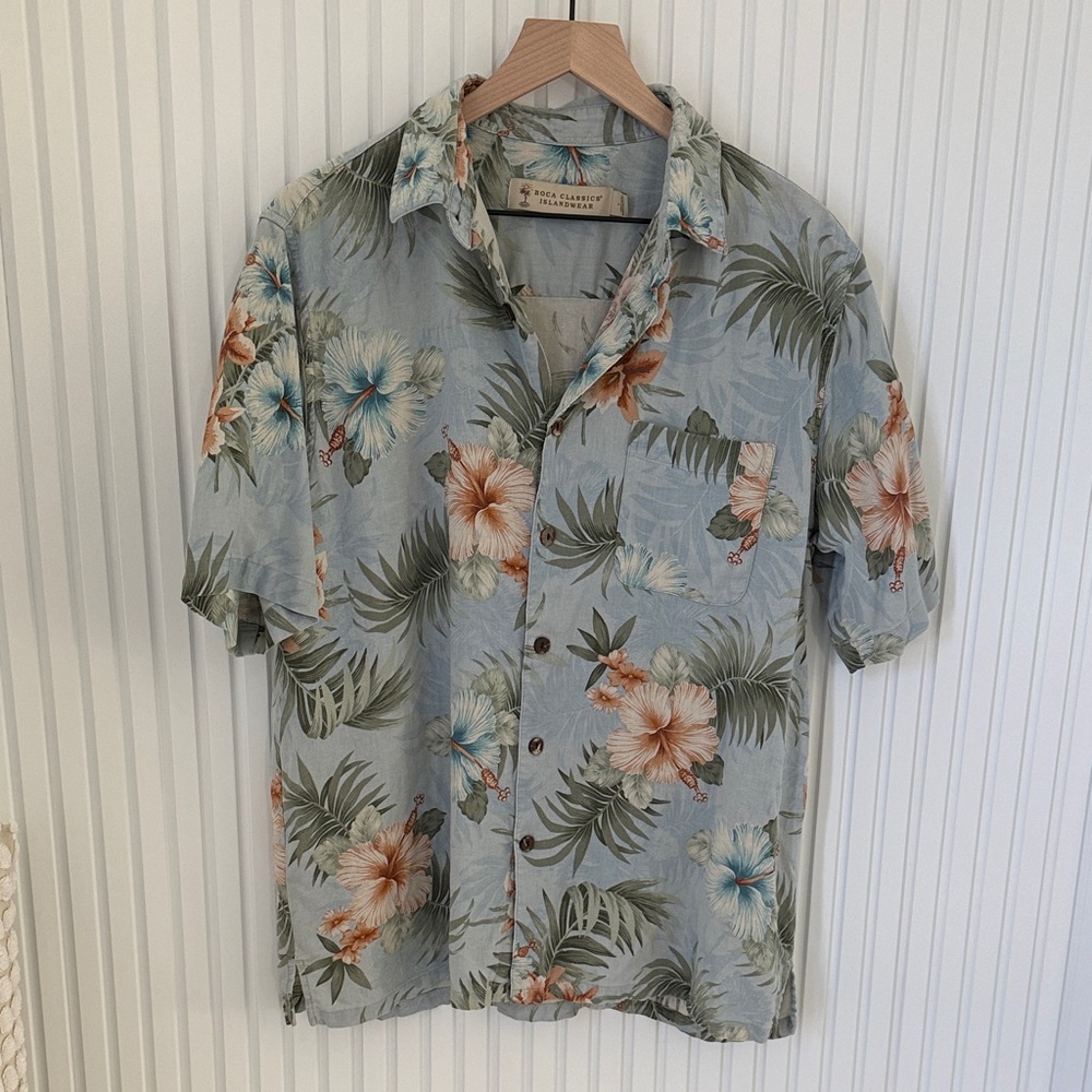 Boca Classics Islandwear Men's Tropical Floral Shirt - hibiscus